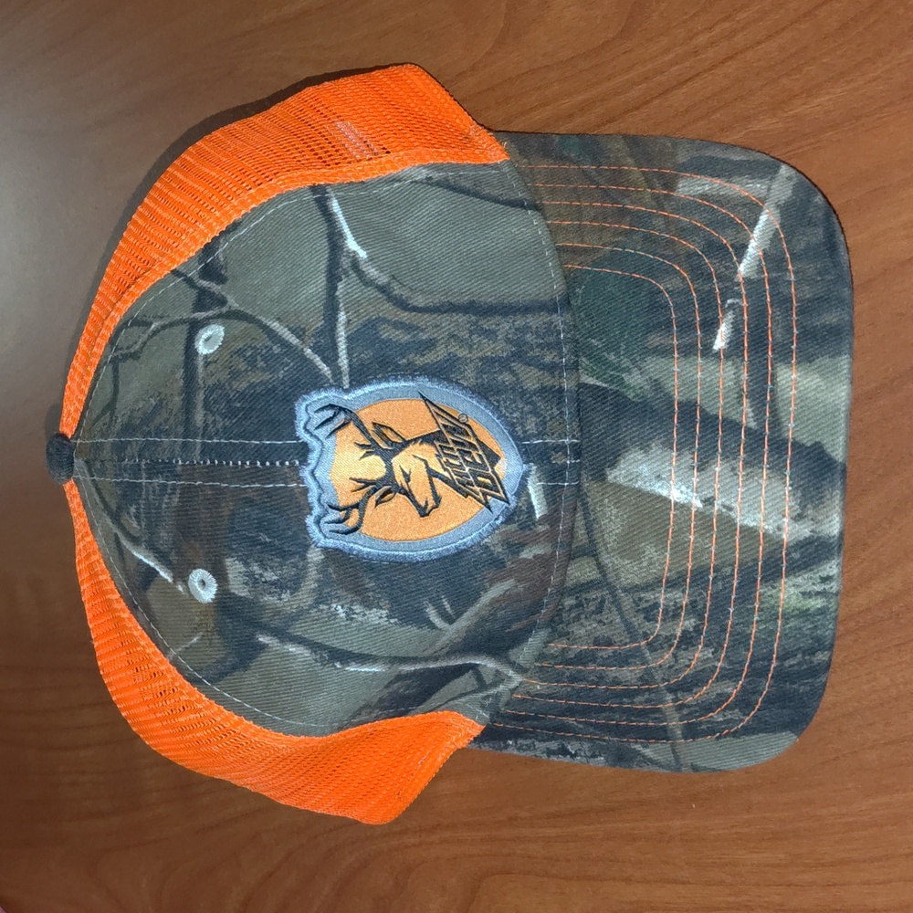 Mountain Dew Blaze Orange & Gray w/ Buck Deer Patch- Kryptek Adjustable Hat Cap